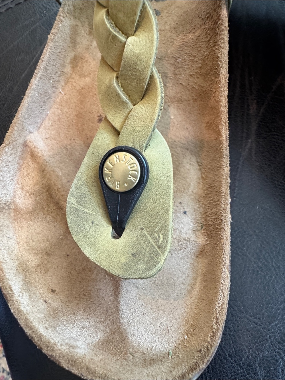 Birkenstock Women’s Olive Braided Thong Sandals with Cork Footbed - Picture 4 of 9